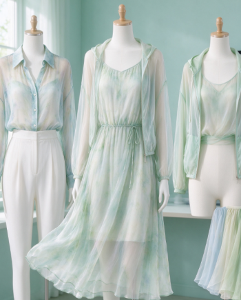 AI Virtual Try-On Model Customization for Lightweight Spring/Summer Apparel; Renderings of Chiffon Shirts and Dresses