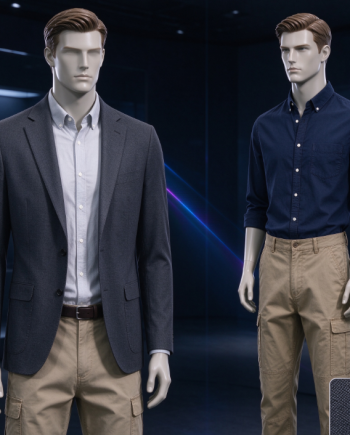 AI Virtual Model Try-On Visualization for Men's Apparel; On-Body Fit Display Generation